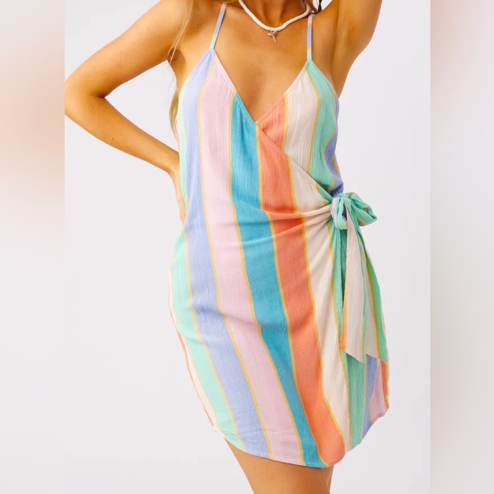 🌴☀️ O’Neill Marlo Wrap Tank Dress – Colorful Striped Mini | Size [Medium]